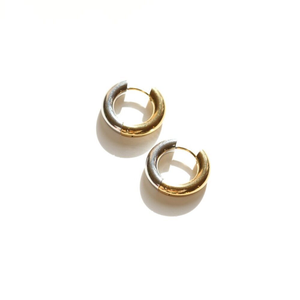 14K Gold Filled Two Tone Hoop Earrings - Picture 3 of 4